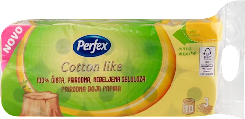Toalet papir PERFEX cotton like prirodna boja 3sloja 10kom