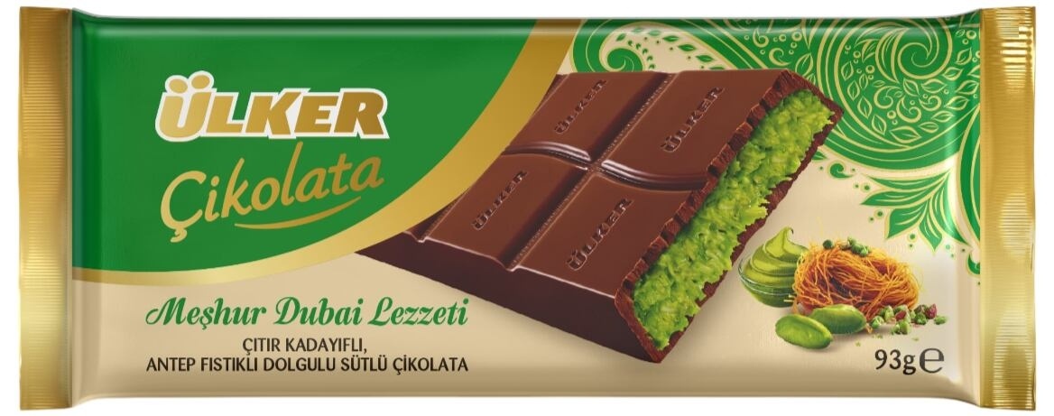 Čokolada ULKER mlečna Dubai od pistaća i kadaifa 93g