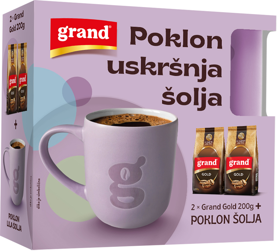 Domaća kafa GRAND Gold 2x200g + šolja gratis