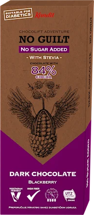 Čokolada KANDIT No Guilt Crna sa kupinom bez dodatog šećera 80g