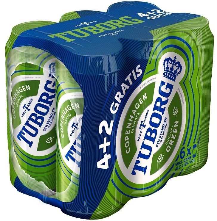 Pivo TUBORG Green 500ml 4+2 gratis
