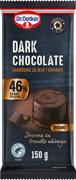 Čokolada za kuvanje DR. OETKER crna čokolada 46% kakao 150g
