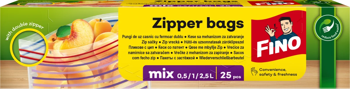 Kese za zamrzivač FINO zipper bags 0,5l/1l/2l 25kom