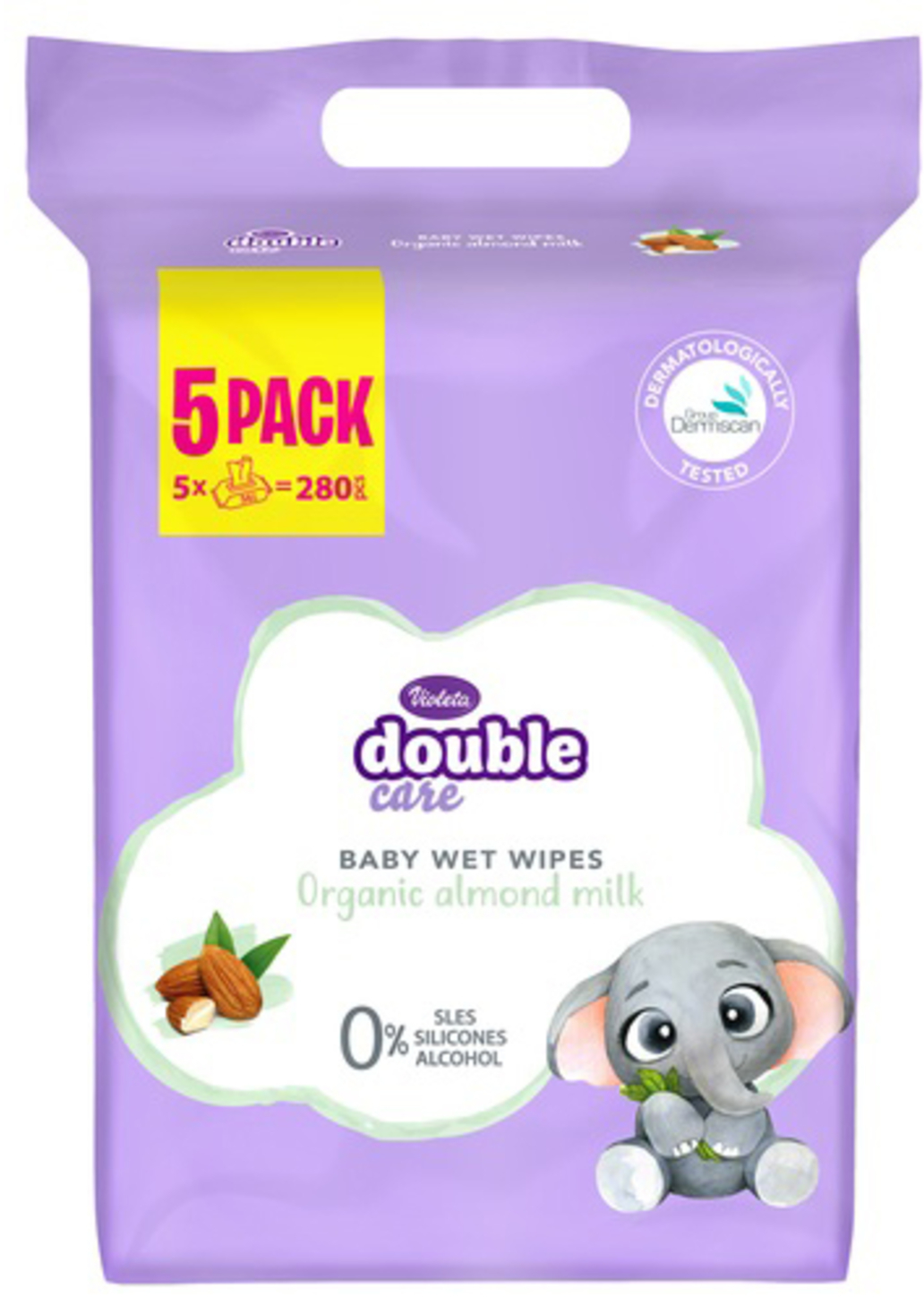 Vlažne maramice VIOLETA baby organic almond milk 5x56kom