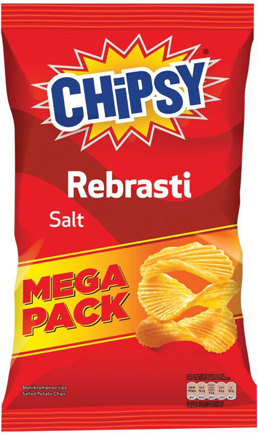 Čips CHIPSY rebrasti slani 280g