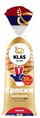Hleb KLAS Srpski extra beli rezani 500G