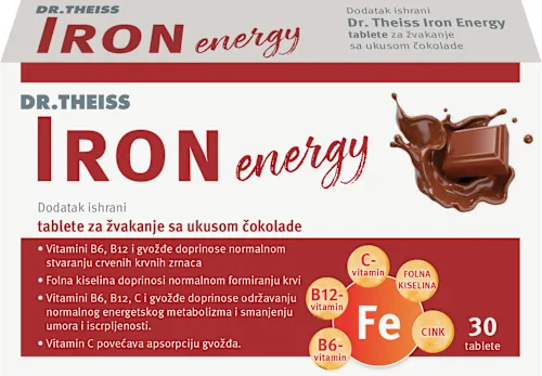 Anemija DR.THEISS Dr Theiss iron energy, 30 tableta za žvakanje