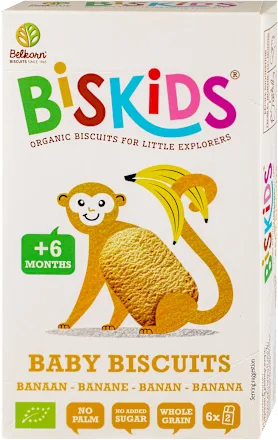 Mlečni dezerti BISKIDS keks Banana +6, 120g