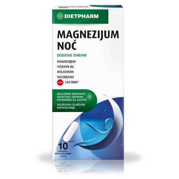 Antistres i relaksacija DIETPHARM Magnezijum Noć, 10 kapsula