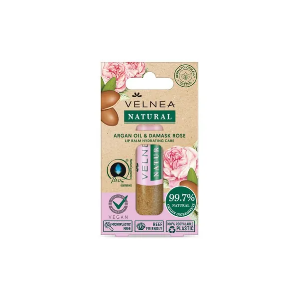 Balzam za usne VELNEA NATURAL lip balm arganovo ulje i damask ruža 5,5ml