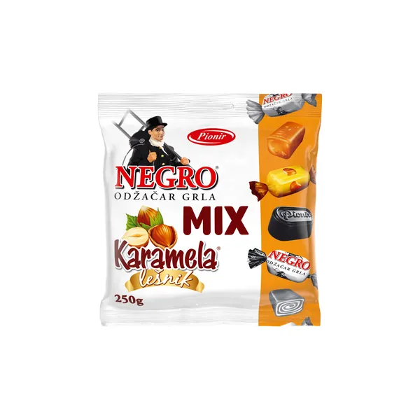 Bombone PIONIR Negro + karamele mix 250g