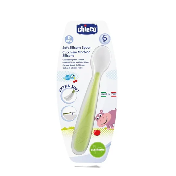 CHICCO Silikonska kašika 6m+ zelena