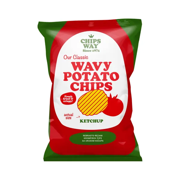 Čips CHIPS WAY Kečap rebrasti 150g