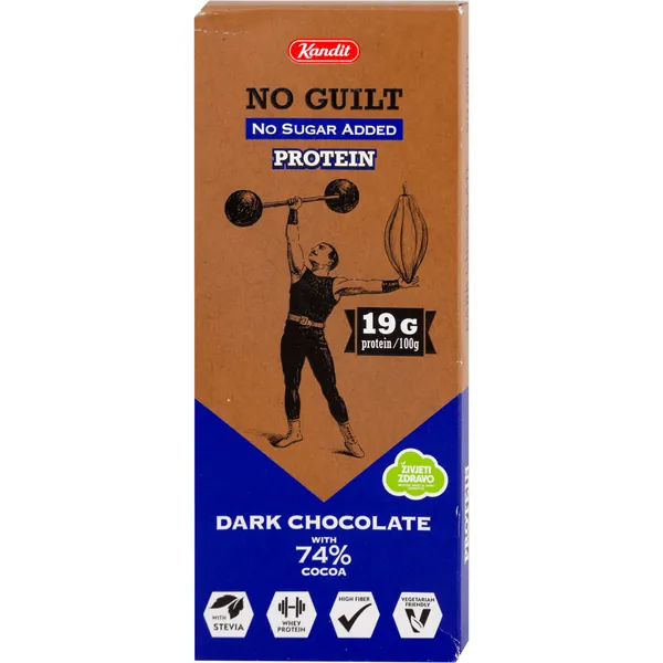 Čokolada KANDIT No guilt dark 74% protein 80g