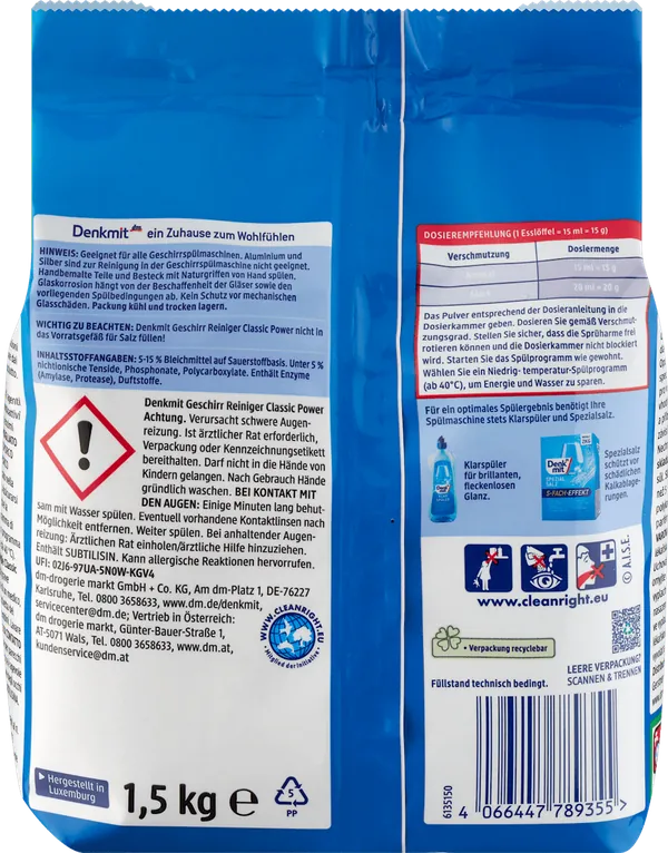 Deterdžent DENKMIT Classic za mašinsko pranje sudova 1,5kg