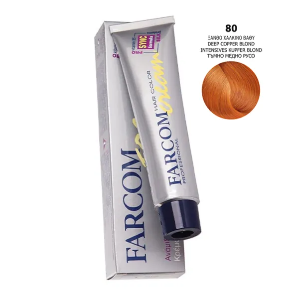Farba za kosu FARCOM sa ProV-B5 Svilenim Proteinima 80 - Intenzivno Bakarno Plava (Ticijan)60ml