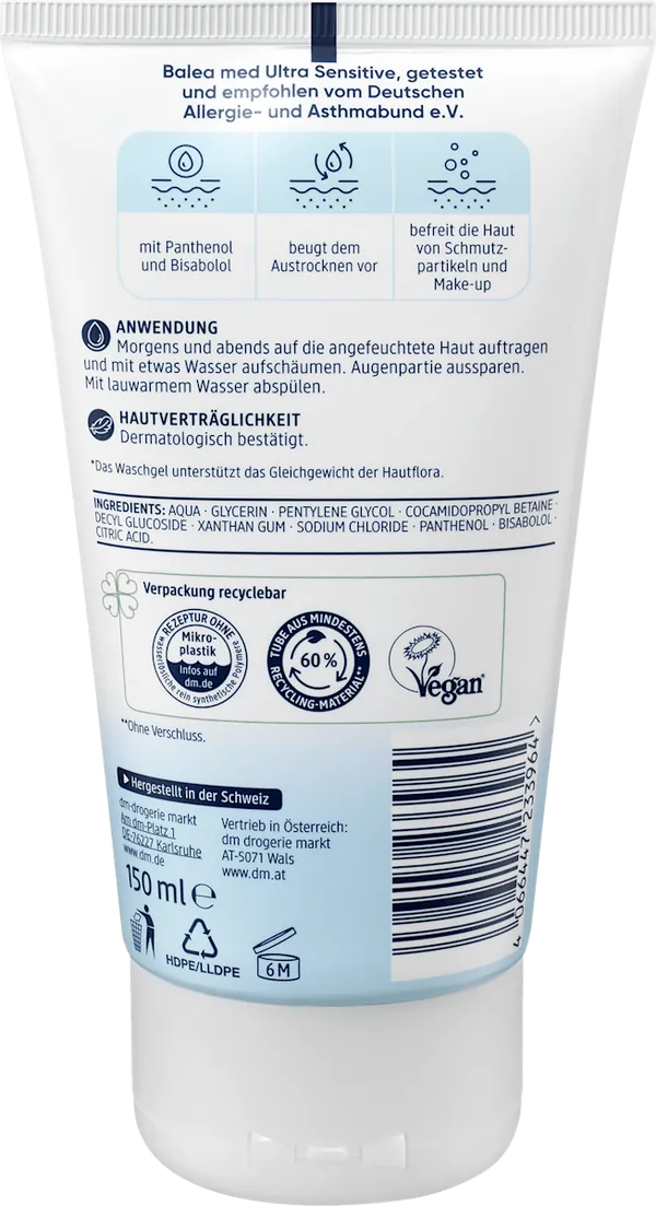 Gel za čišćenje lica BALEA MED Ultra sensitive za umivanje 150ml