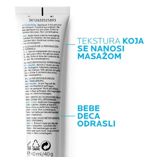 Gel za negu lica LA ROCHE POSAY Cicaplast gel B5 nega i obnova površine kože, 40 ml