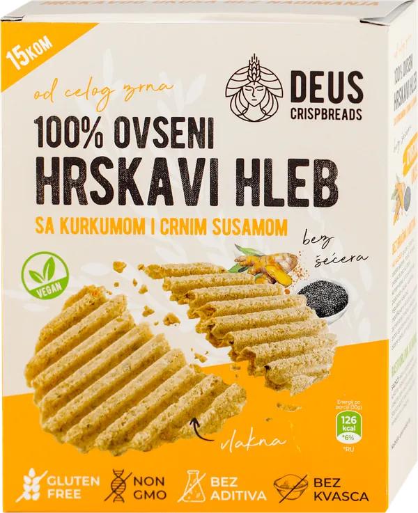 Hleb DEUS ovseni hrskavi kurkuma i crni susam 150g