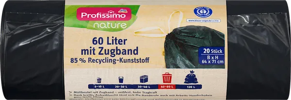Kesa za smeće PROFISSIMO Nature recycling crne 60l 20kom