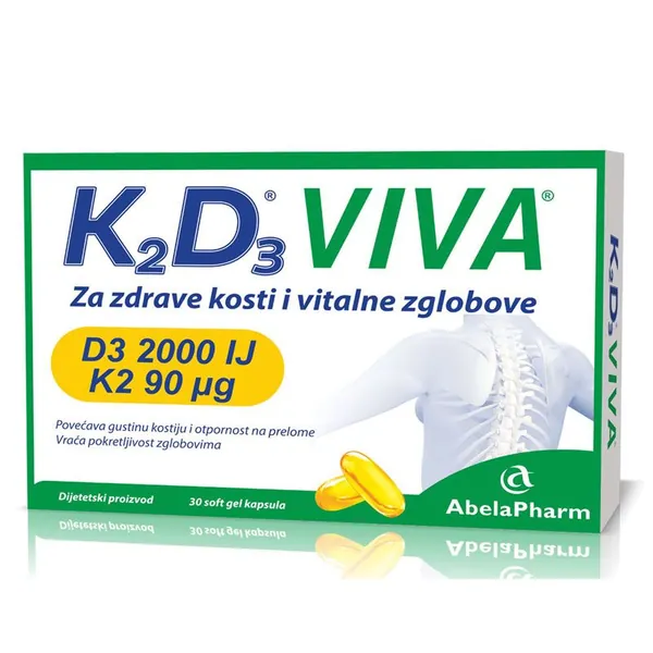 Kosti, zglobovi i mišići ABELA K2D3 VIVA, 30 kapsula