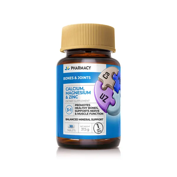 Kosti, zglobovi i mišići PHARMACY Calcium Magnesium Zinc, 30 tableta