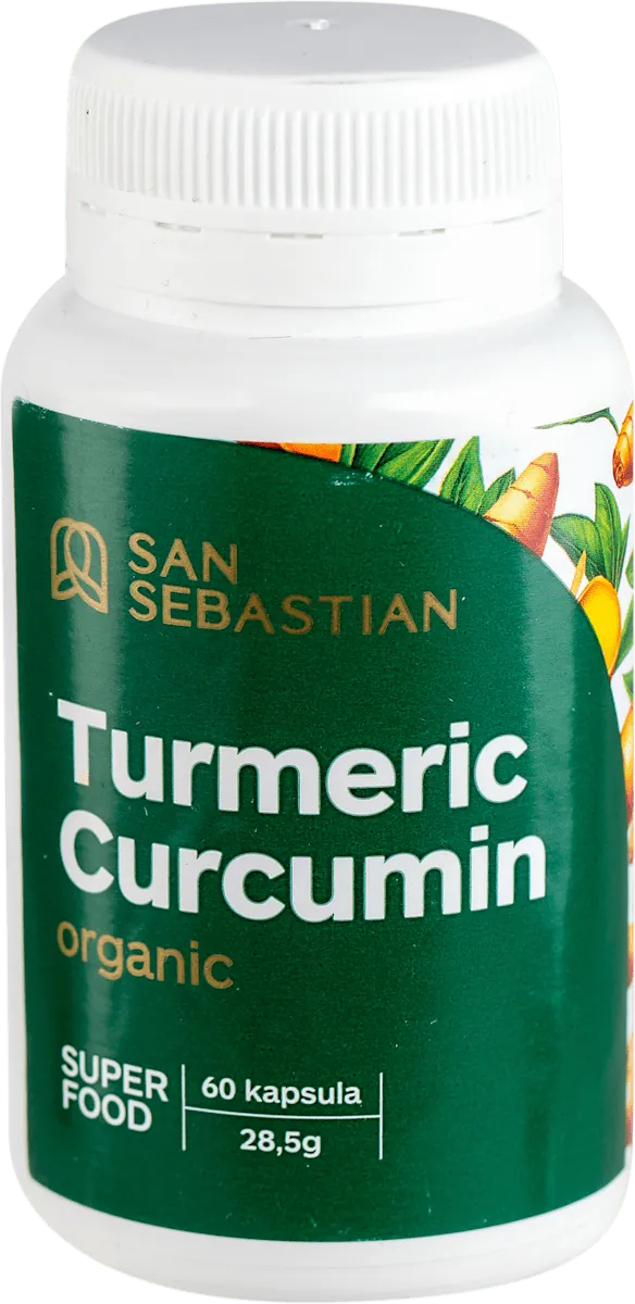 Kosti, zglobovi i mišići SAN SEBASTIAN Turmeric Curcumin Organic, 60 kapsula