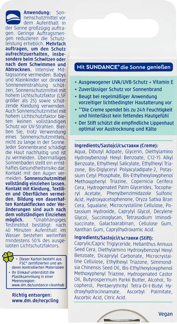 Krema u stiku i balzam za usne SUNDANCE Sensitiv SPF50 28ml