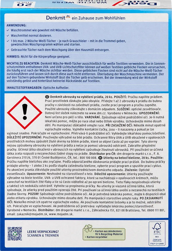 Maramice za izbeljivanje veša DENKMIT 20kom