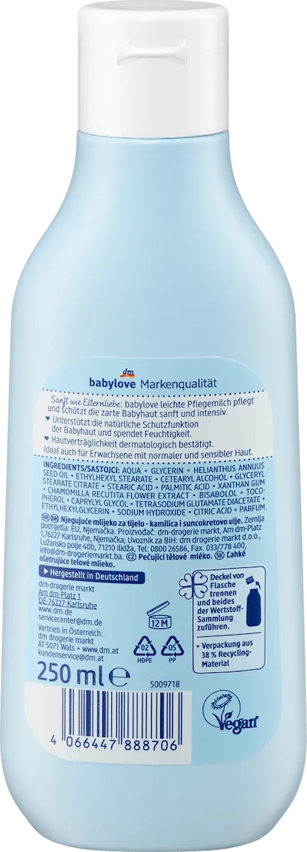 Mleko za telo BABYLOVE Sensitive 250ml