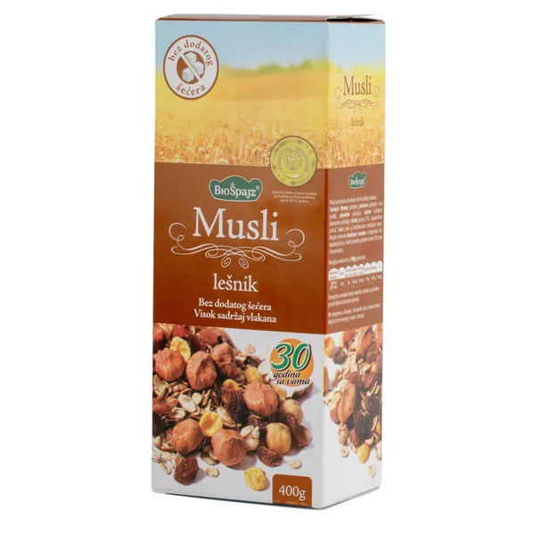 Musli BIOŠPAJZ lešnik bez dodatog šećera 400g