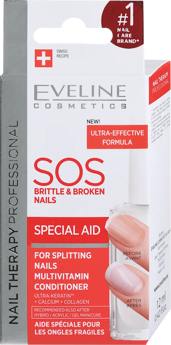 Nega noktiju EVELINE Nail therapy SOS lak za nokte protiv listanja i lomljenja 12ml