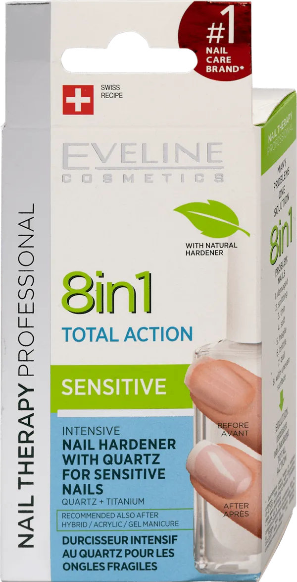 Nega noktiju EVELINE Therapy total action 8in1 zaštita za nokte sensitive 12ml