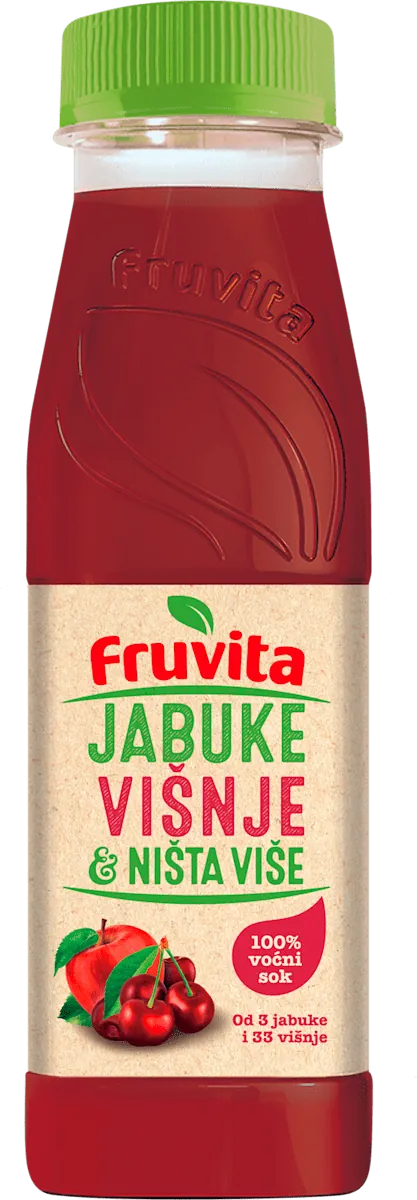 Negazirani sok FRUVITA jabuke višnje 0,33l
