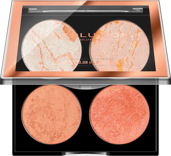 Paleta hajlajtera i bronzera REVOLUTION Makeup miniCheek Kit Take a Breather8,8g