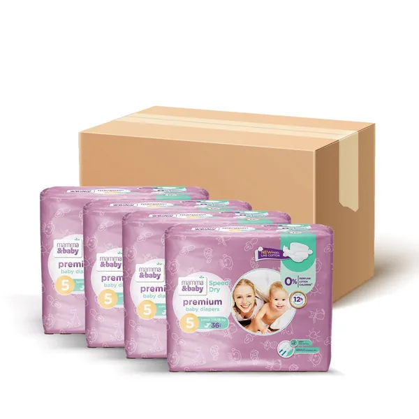 Pelene za bebe MAMMA&BABY (mesečni box), veličina 5 junior, 144 kom (4 x 36 kom)
