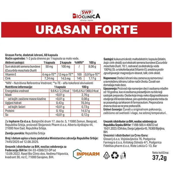 Preparati za muškarce BIOCLINICA urasan forte 60 kapsula