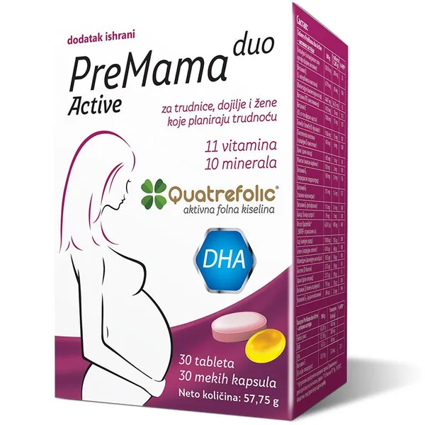 Preparati za trudnice i dojilje ALKALOID PreMama Duo Active, 30 tableta + 30 mekih kapsula