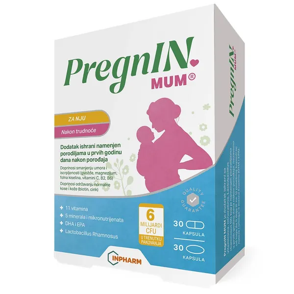 Preparati za trudnice i dojilje INPHARM DIET PregnIN mum, nakon trudnoće, 30+ 30 kapsula