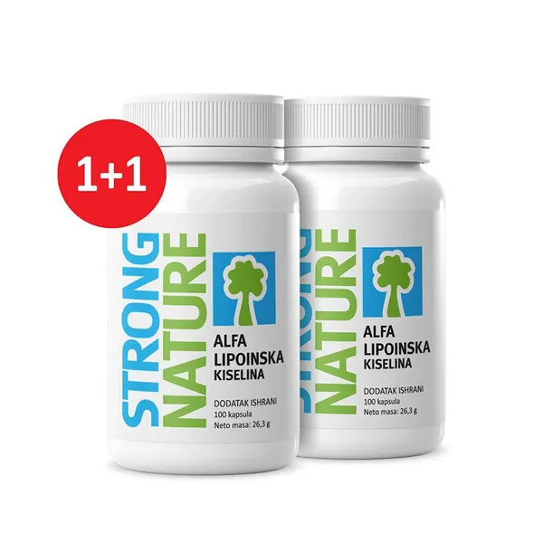 Regulacija šećera STRONG NATURE Paket Alfalipoinska kiselina megapack , 200 mg, 100 kapsula, 1+1