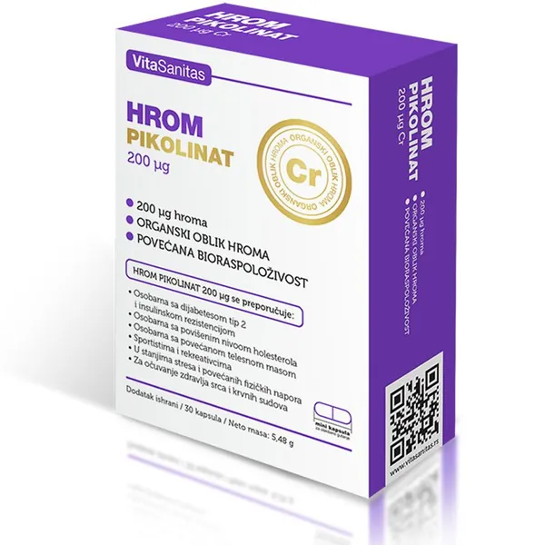 Regulacija šećera VITA SANITAS Hrom pikolinat kapsule 200mcg A30