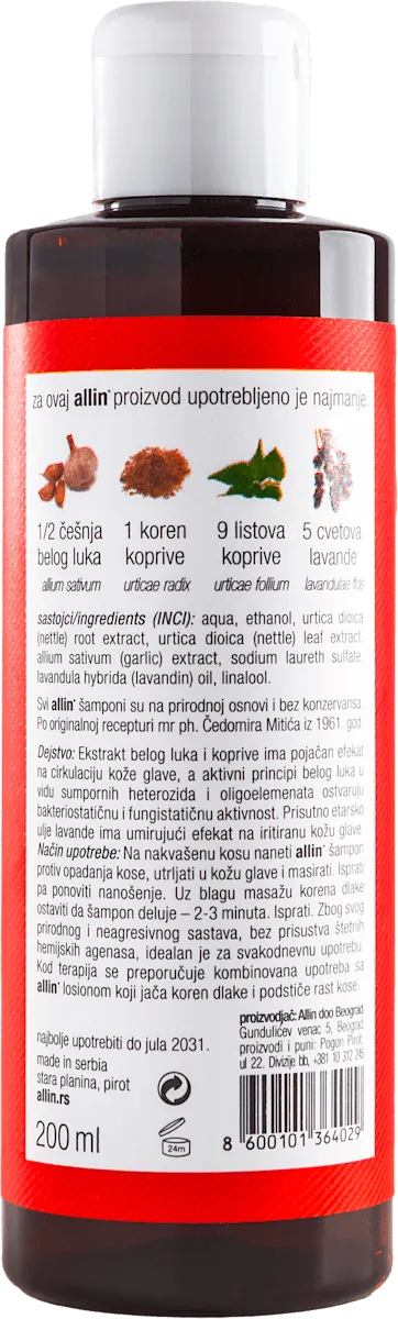 Šampon za kosu ALLIN protiv peruti i opadanja kose 200ml