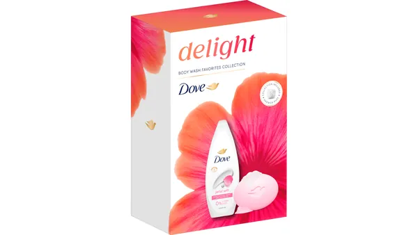 Setovi za negu tela DOVE Delight petal soft (gel za tuširanje, sapun i pufna)