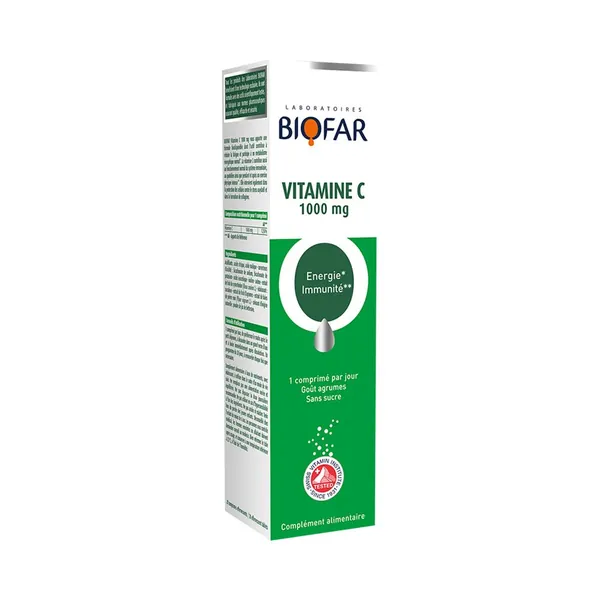 Šumeći vitamini i minerali BIOFAR Vitamin C 1000mg 20 komada