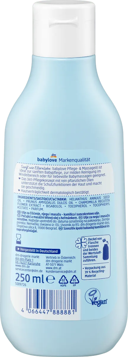 Ulje BABYLOVE Sensitive kamilica i sojino ulje 250ml