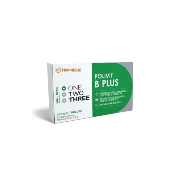 Vitamini i minerali 0 One Two Three Polivit B plus, 3 film tableta