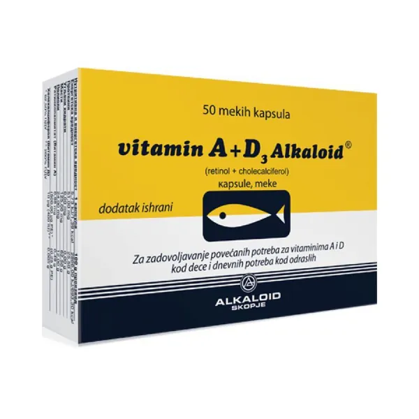 Vitamini i minerali ALKALOID Vitamin A+ D3 50 kapsula