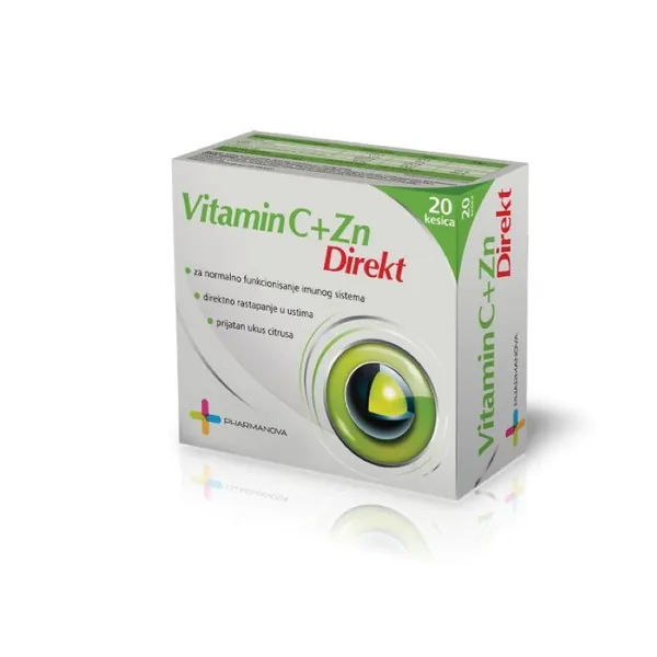 Vitamini i minerali PHARMANOVA CO-PHN Pharmanova Vitamin C + Zn Direkt Pulvis, 20 kesica