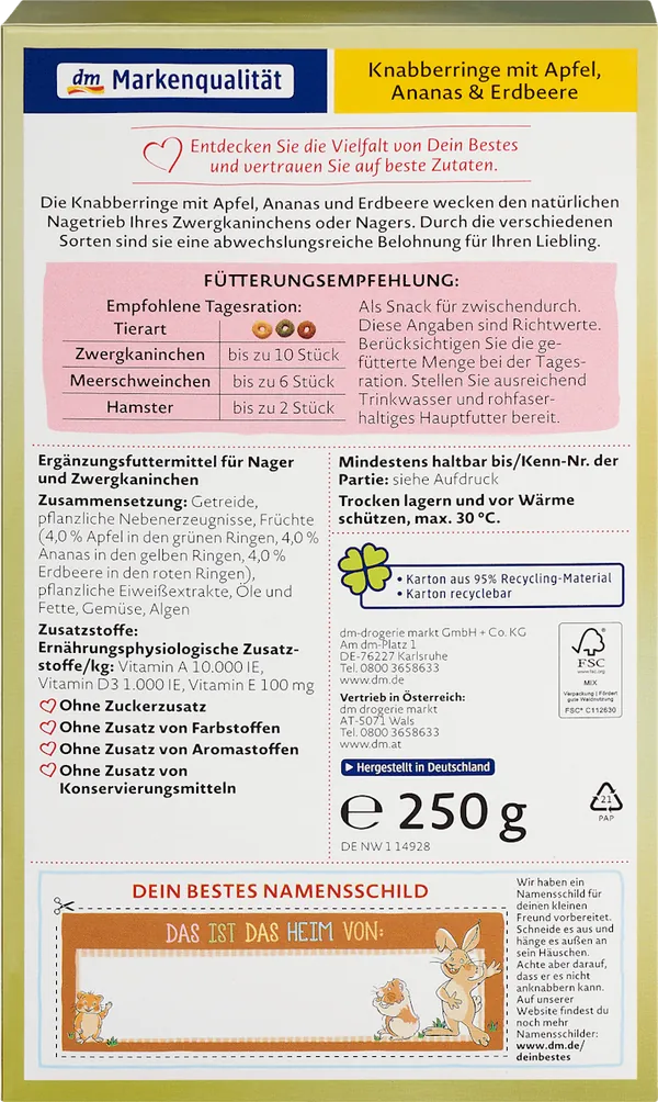 Voćni kružići za glodare DEIN BESTES 250g